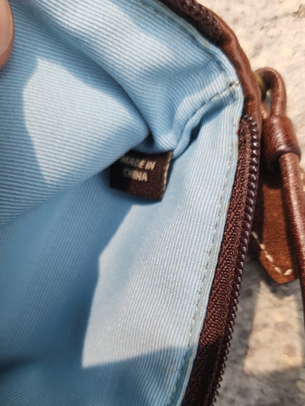 Coach Brown Suede Wristlet with White Stitching - Picture 9 of 10